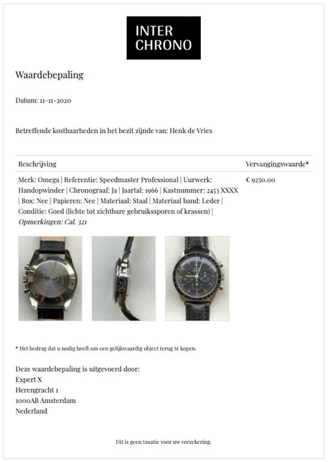 Online waardebepaling horloge .